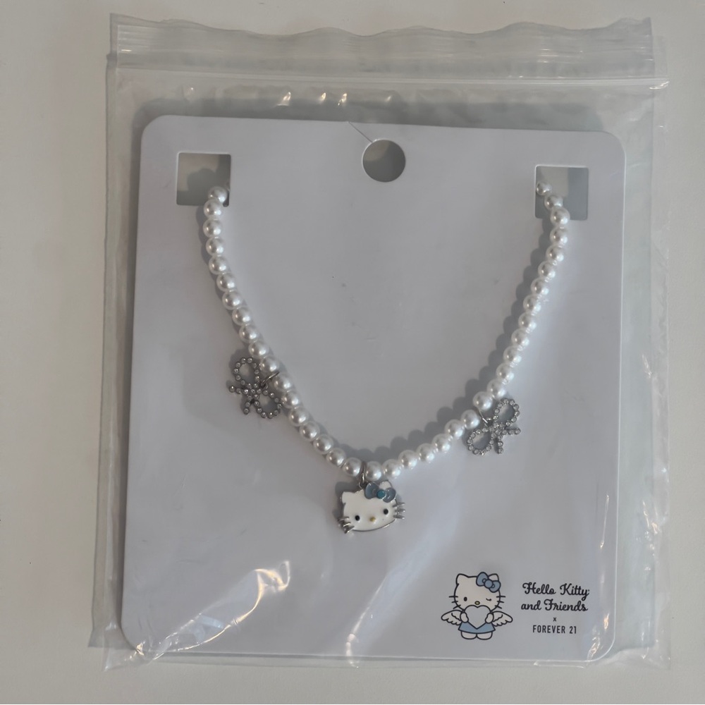 Forever 21 X Hello Kitty Blue Angel Faux Pearl Necklace